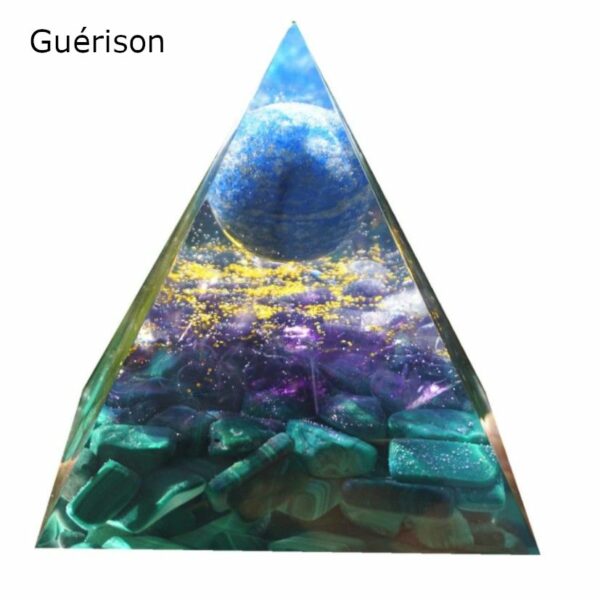 Orgonite pyramide "Guérison" un souffle d'art mot ni