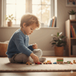 "Enfant alignant ses voitures, illustrant un jeu répétitif. Signe d'alerte du Trouble du Spectre de l'Autisme (TSA) chez le jeune enfant."