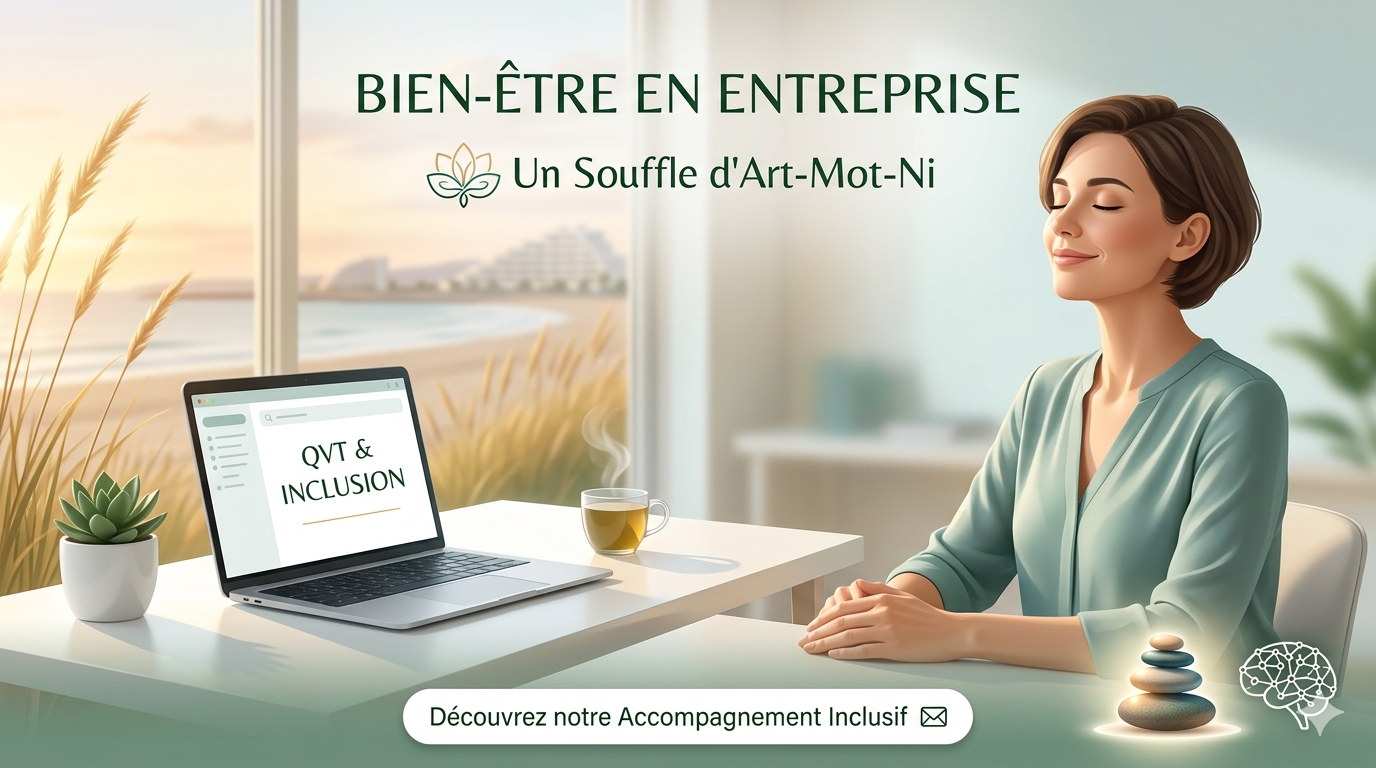 Bannière professionnelle Un Souffle d'Art-Mot-Ni pour le bien-être et l'inclusion en entreprise à La Grande-Motte